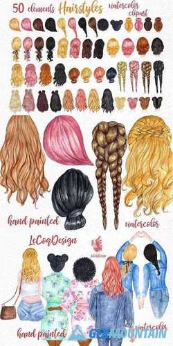 Watercolor Hairstyles clipart - 3582659