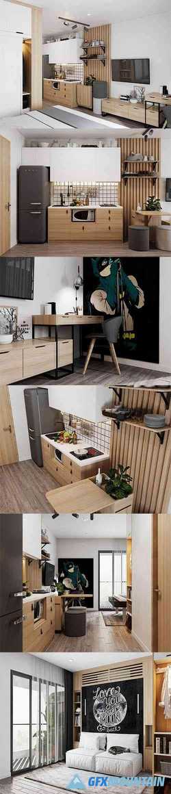 Small Apartment Scandinavian Design 3D model