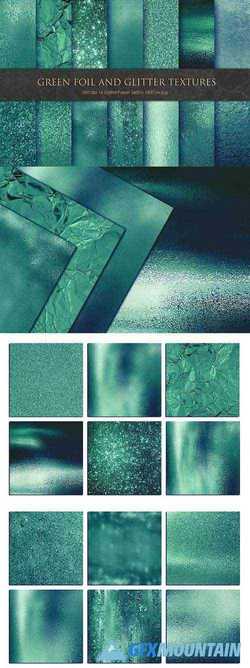 Green Foil and Glitter Textures, Bacgrounds - 3330787