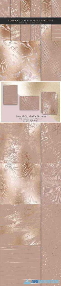 Rose Gold Bronze and Marble Textures - 2559817