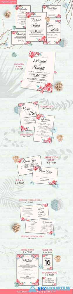 Wedding Invitation Set #11 Hand Painted Watercolor Floral Flower Style 3548125