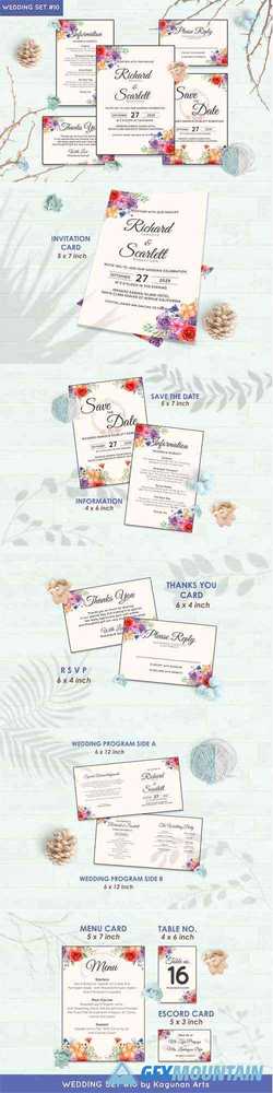 Wedding Invitation Set #10 Hand Painted Watercolor Floral Flower Style 3548121