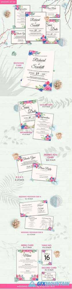 Wedding Invitation Set #8 Hand Painted Watercolor Floral Flower Style 3548028
