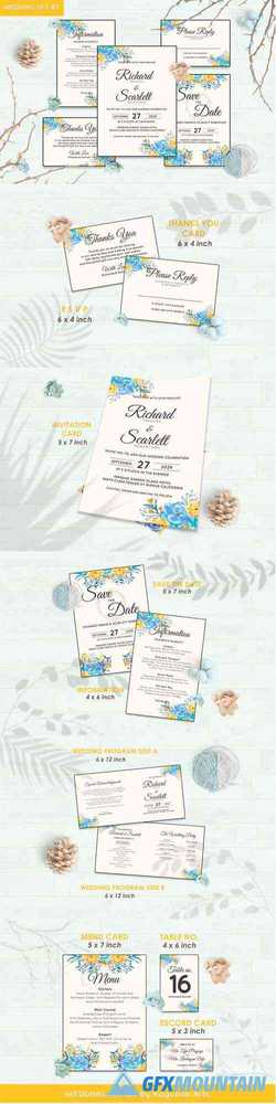 Wedding Invitation Set #7 Hand Painted Watercolor Floral Flower Style 3548020