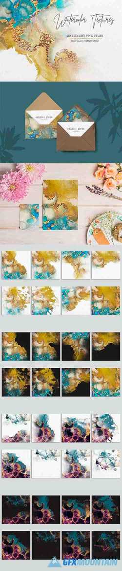 Watercolor PNG Gold Textures - 2283954