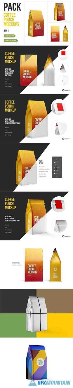 Coffee Pouch Mockup 3 in 1 Pack 3716084