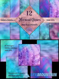 Mermaid Colours Backgrounds - 12 Image Textures Set - 252230