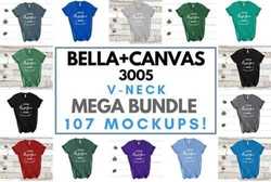 Bella Canvas 3005 V-Neck Mockup Bundle