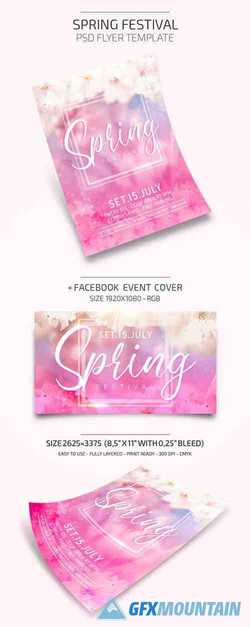 Spring Festival PSD Flyer + Facebook Event Cover Templates