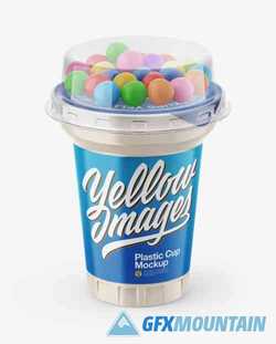 Plastic Cup with Sweets Mockup