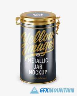 Matte Metallic Jar With Locking Lid Mockup