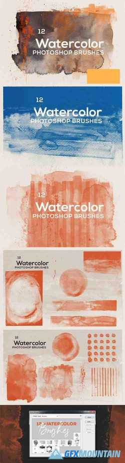 12 Transparent Watercolor Photoshop Brushes