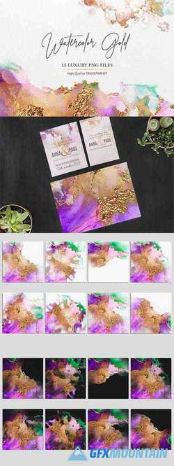 Watercolor PNG Gold Textures 