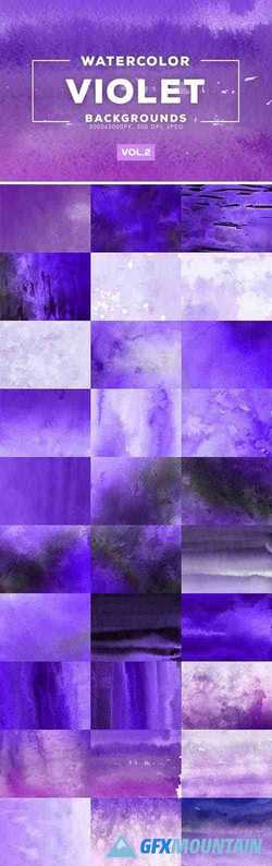 Watercolor Violet Backgrounds Vol.2