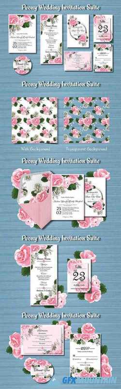 Peony Floral Wedding Invitation Suite 223120
