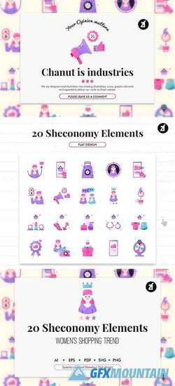 20 Sheconomy shopping Vector and PNG elements