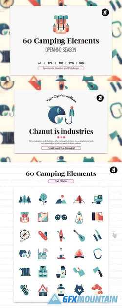 60 Camping Vector and PNG elements