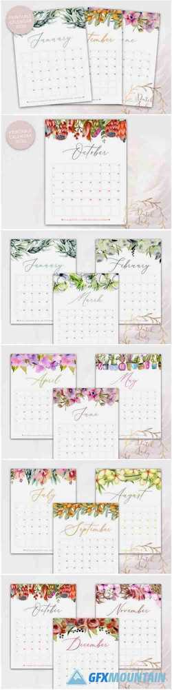 Printable Monthly Calendar 2020 Florals 1552044