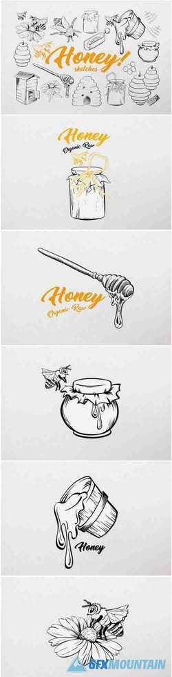 Honey Sketches Vector Drawings 1552750