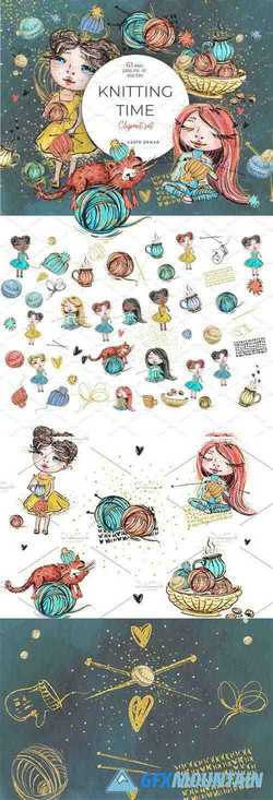  KNITTING TIME CLIPART SET - 3562571