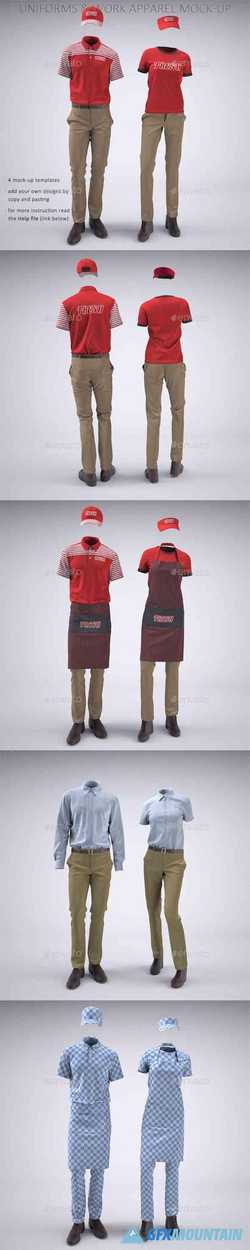 Food Service Uniforms and Retail Uniforms Mock-Up 22094416