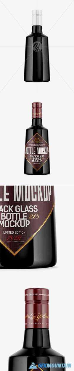 Black Glass Bottle Mockup