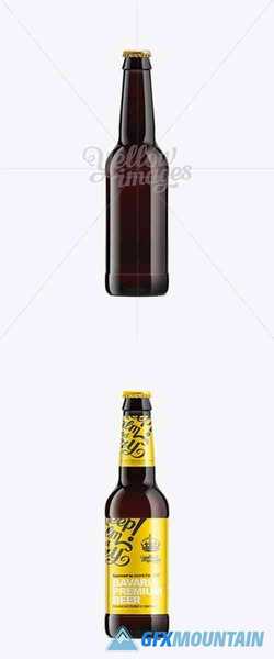 330ml Black Amber Bottle with Dark Beer Mockup