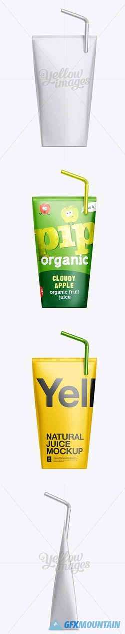 200ml Juice Package with Straw Mockup 