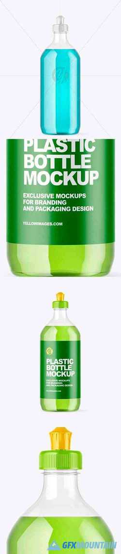 Clear Plastic Bottle with Squeeze Cap Mockup