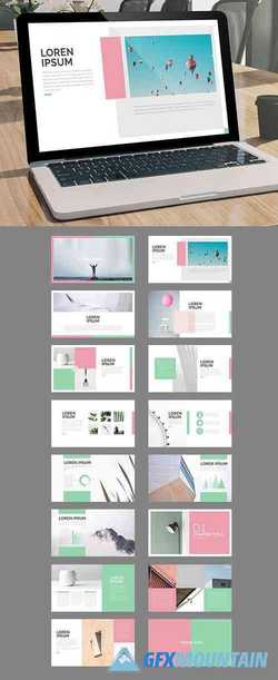 Minimalist Screen Presentation Layout with Pink and Mint Accents