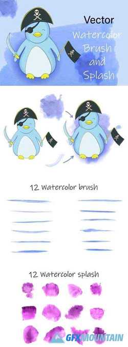 Vector Watercolor Brush and Splash 1615970