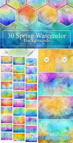 30 SPRING WATERCOLOR BACKGROUNDS - 2306812