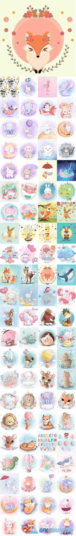 Cute Adorable Illustrations Vector Pack