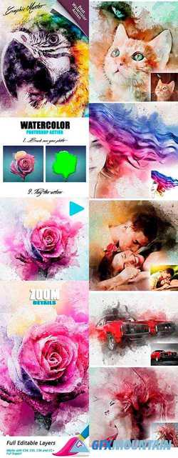 GMaster PRO Watercolor Photoshop Action 24387642