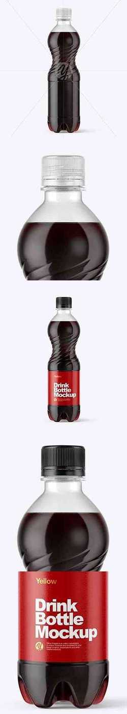 500ml PET Bottle With Cola Mockup
