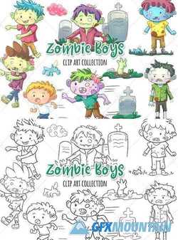 Zombie Boys Clip Art Collection and Digital Stamps 348644
