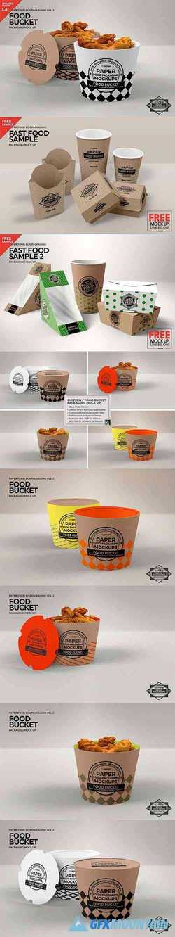 Paper Food Bucket Packaging Mockup 1211261