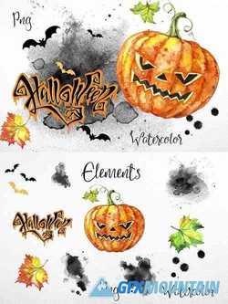Halloween. Set of watercolor clipart - 352636