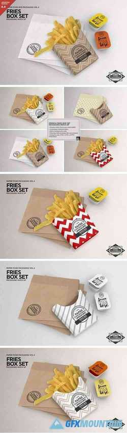 Fries Box Condiments Set Mockup 2478146