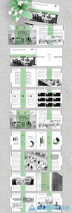 Annual Report Brochure Layout with Green Accents