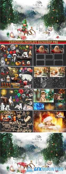 150 CHRISTMAS, OVERLAYS, PHOTOSHOP PNG CLIPART BACKDROP - 380415