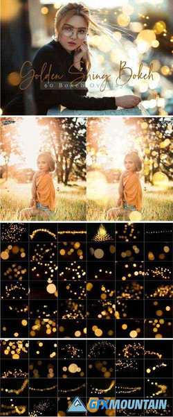 60 GOLDEN SHINY BOKEH LIGHTS EFFECT PHOTO OVERLAY PACK - 380816