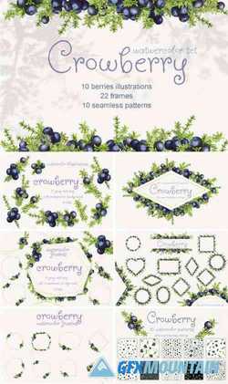 CROWBERRY. WATERCOLOR SET ILLUSTRATIONS - 389734