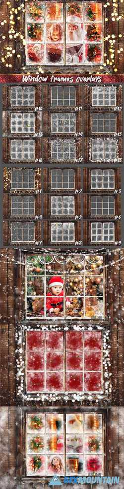 WINDOW FRAMES OVERLAYS CHRISTMAS FREEZE HOLIDAY PHOTOSHOP - 392827