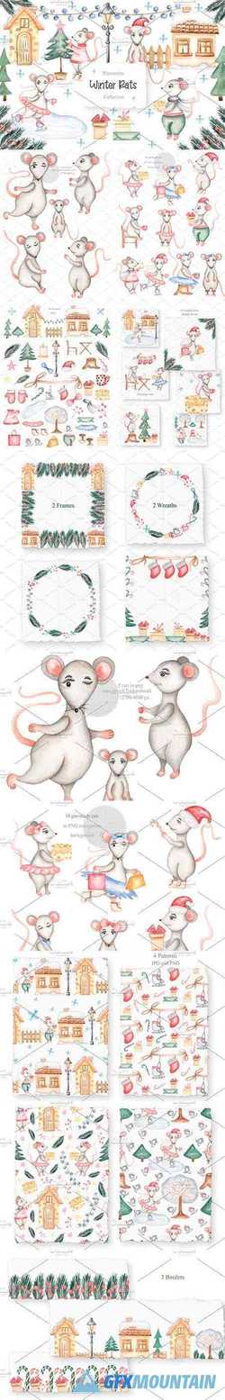 WATERCOLOR WINTER RATS COLLECTION - 160587