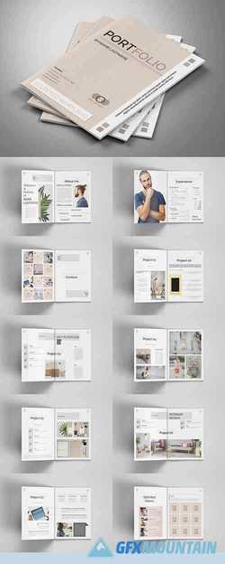 Design Portfolio Layout with Beige Accents