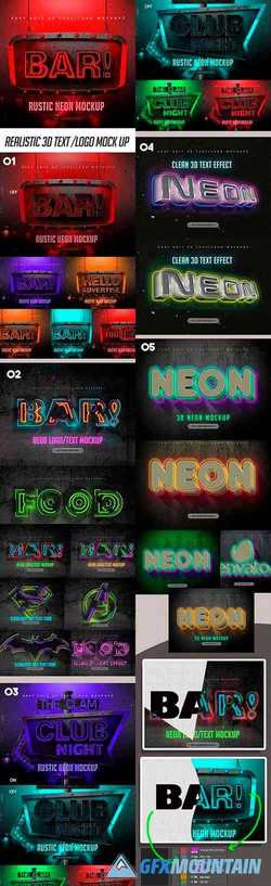 3D TEXT LOGO MOCKUP- NEON PACK - 24989279