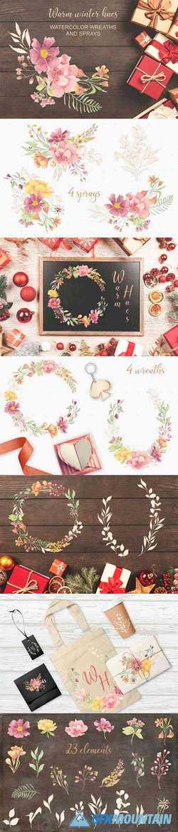 Warm Winter Hues- Watercolor Wreaths and Sprays