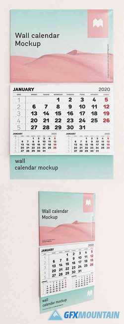 2020 Wall Calendar PSD Mockup
