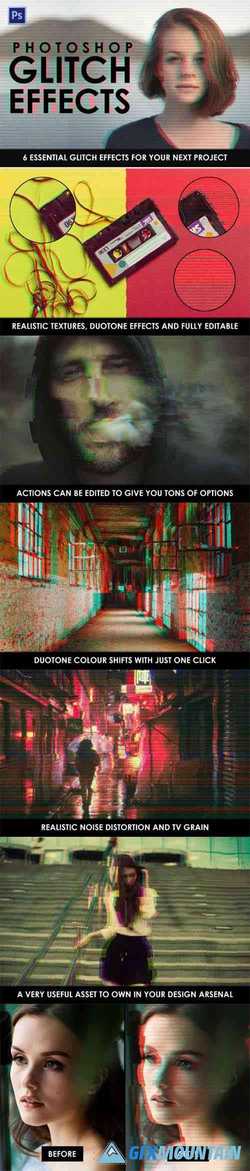 Glitch Effect Photoshop Actions Free Download Graphics Fonts Vectors Print Templates Gfxmountain Com